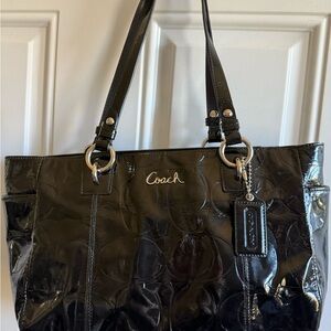 Coach black patent leather signature purse